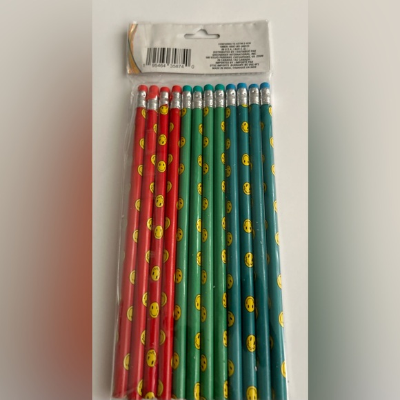 New 12 Smiley Face Pencils Pencil Blue Green Red Jot Writing Company made India - Picture 6 of 8